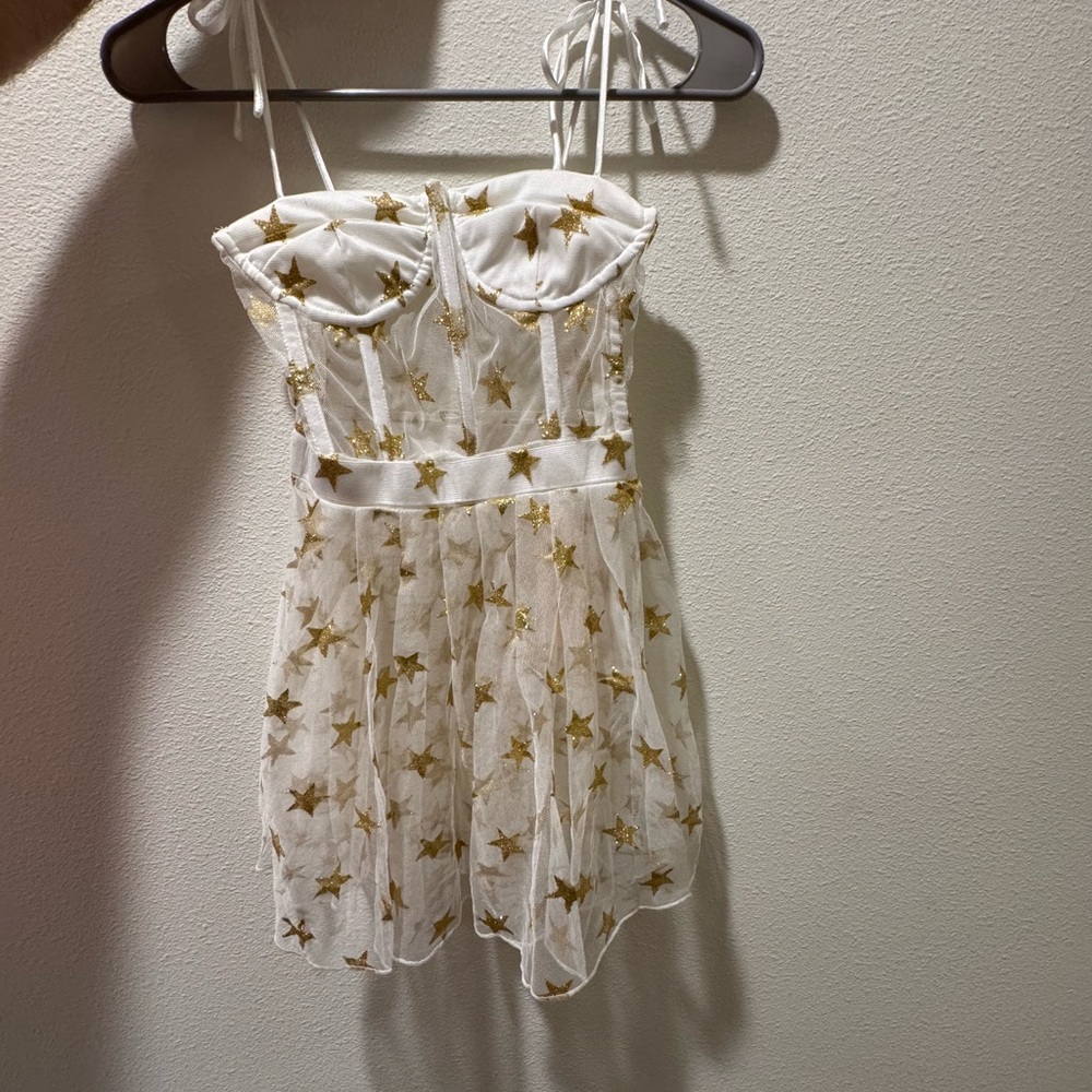 Corset White and Gold Star Dress